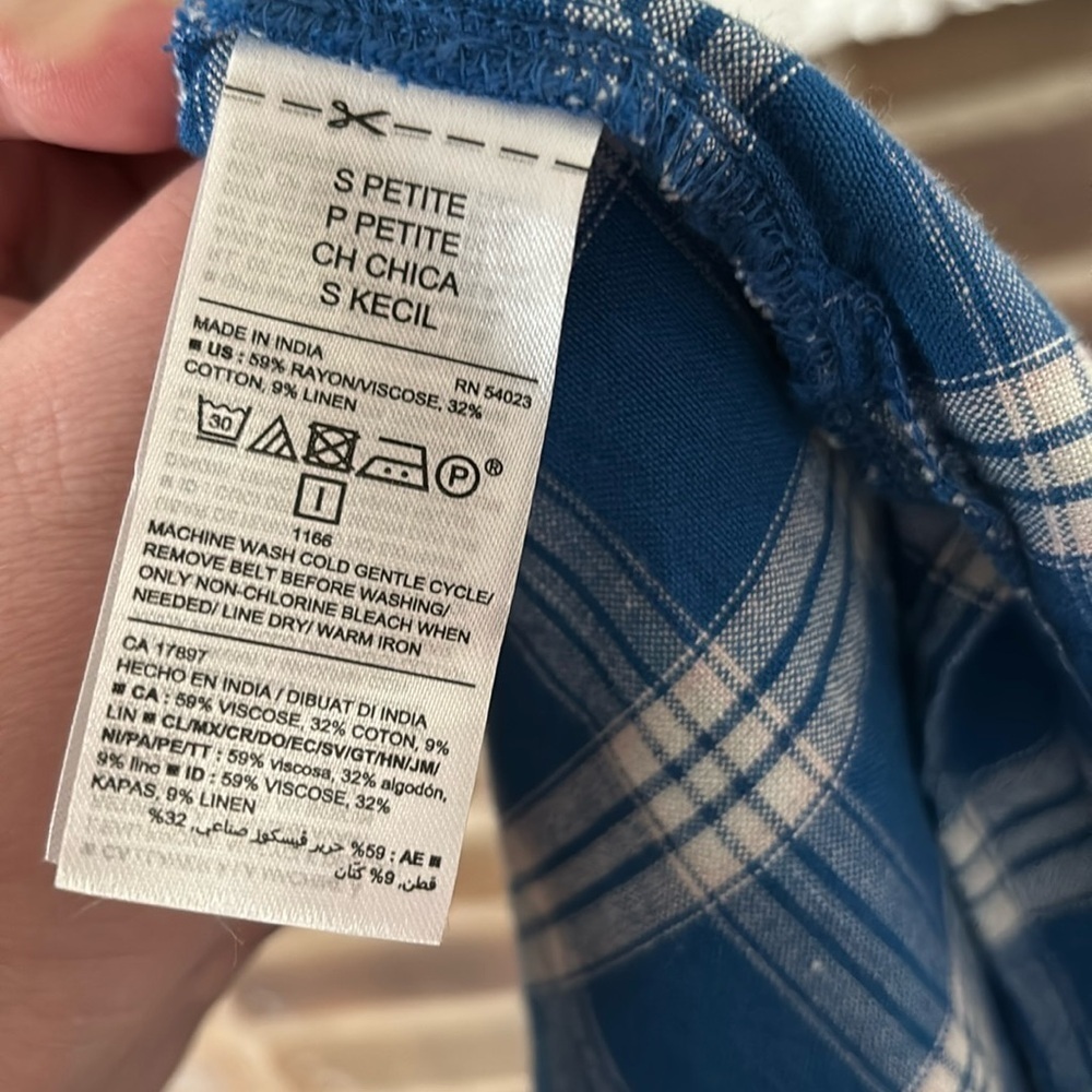 Womens Old Navy Tank Dress, Blue, Small Petite, Plaid, Petite - Picture 4 of 7